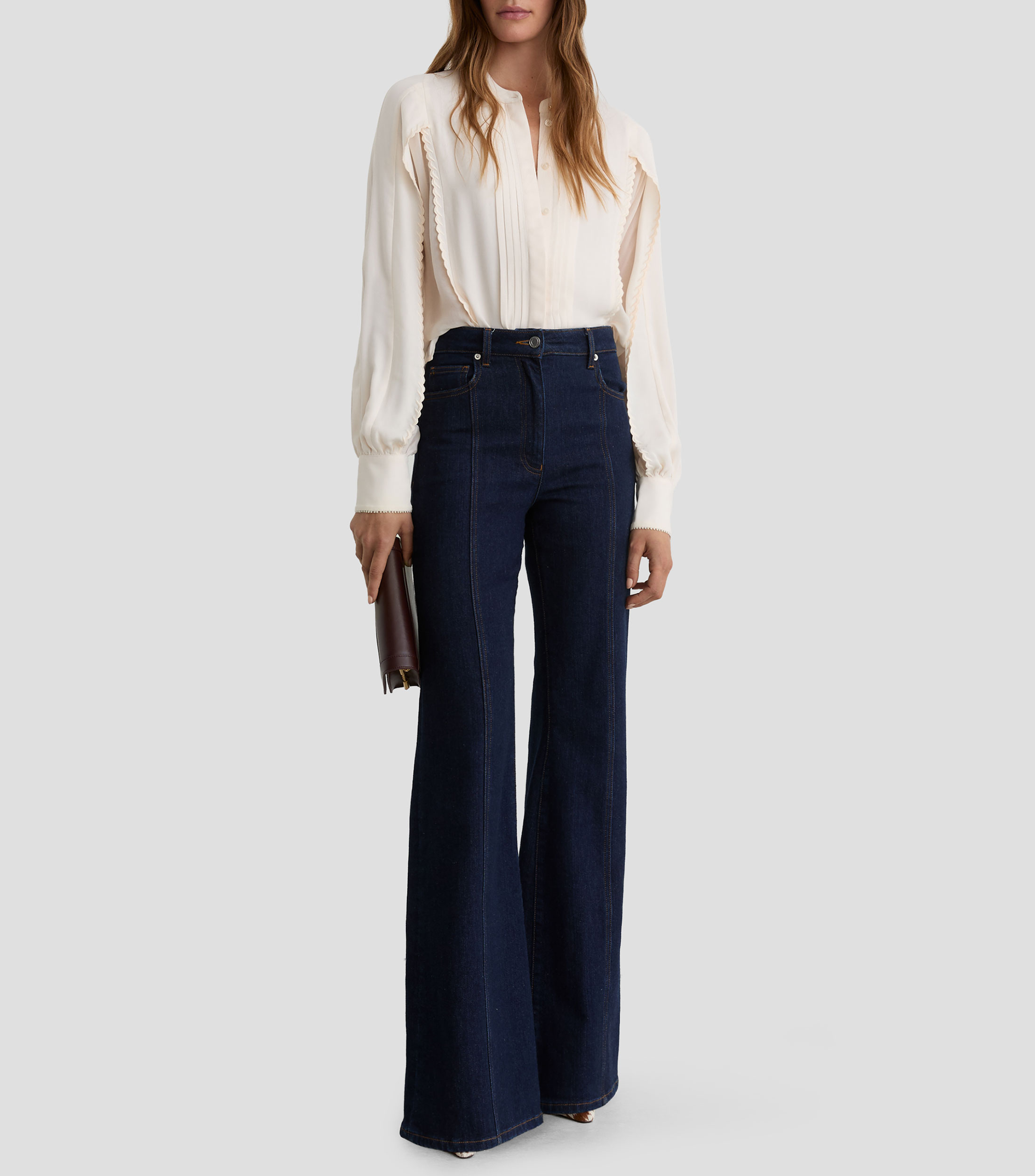 Blusa lisa de manga larga Mujer